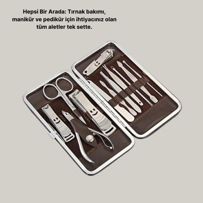 KESGİN MARKET ® Profesyonel Tırnak Bakım Seti Çelik Aletli Şık Deri Çantalı