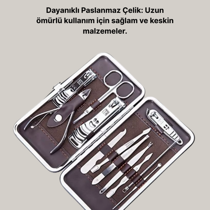 KESGİN MARKET ® Profesyonel Tırnak Bakım Seti Çelik Aletli Şık Deri Çantalı