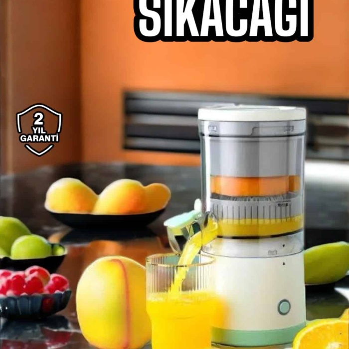 KESGİN MARKET ® Meyve Sıkacağı USB Şarjlı Taşınabilir Çift Bıçaklı Güvenlik Kilidi