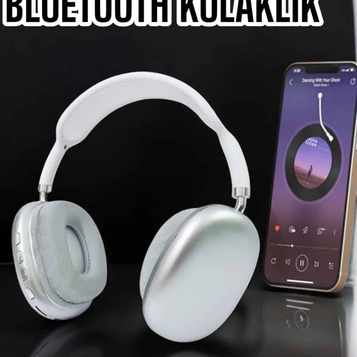 KESGİN MARKET ® P9 Plus Kablosuz Kulak Üstü Bluetooth Kulaklık Beyaz Mikrofonlu Kulaküstü Kablosuz Kulaklık