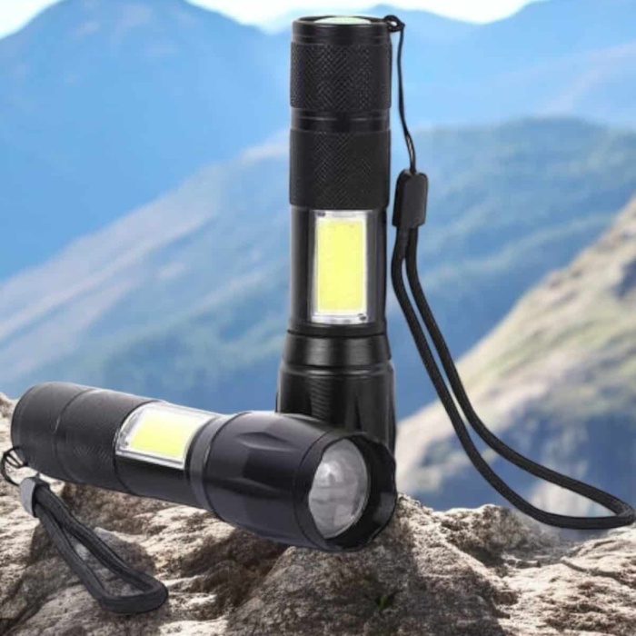 KESGİN MARKET ® Şarjlı Metal Zoomlu El Feneri Işıldak Led Işık Taşınabilir El Lambası