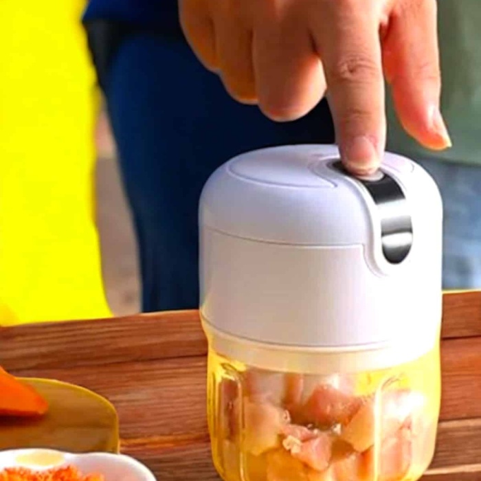 KESGİN MARKET ® Şarjlı Portatif Doğrayıcı Mini Pratik Rondo El Doğrayıcı Üç Bıçaklı Çelik Bıçaklı