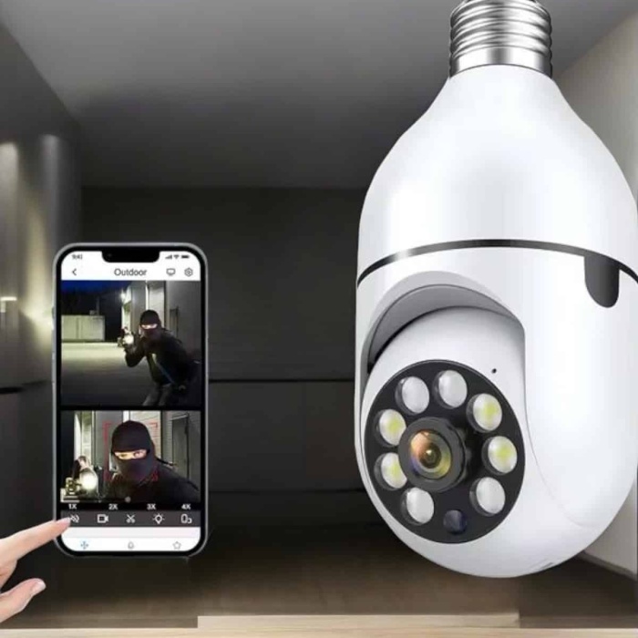 KESGİN MARKET ® Wifi Kamera Duylu Ampul Görünümlü 360 Derece Dönebilen Ev Kamerası