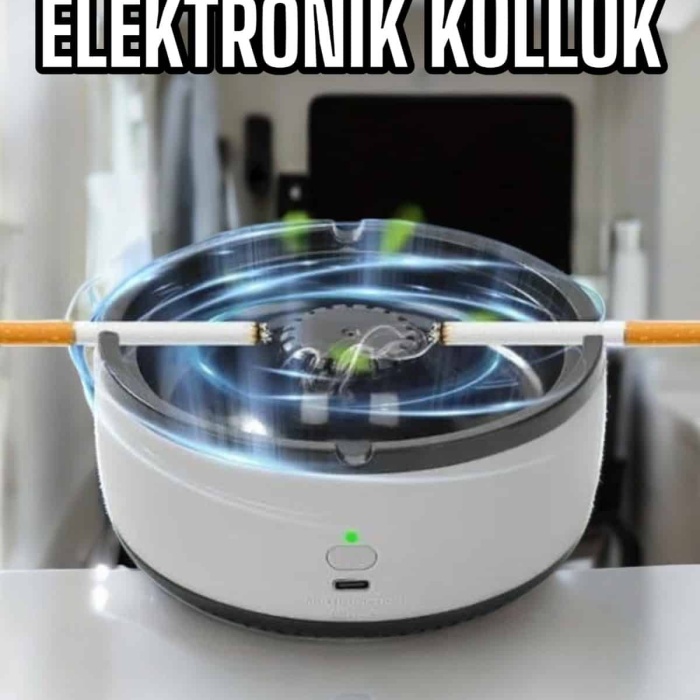 KESGİN MARKET ® Küllük Duman Giderici Temizlenebilir Elektronik Pilli