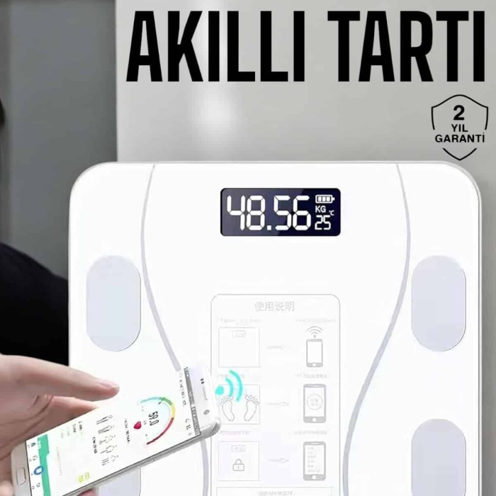 KESGİN MARKET ® Tartı Baskül Dijital Elektronik Tartı Vücut Analiz Wifi Akıllı Yağ Ölçer