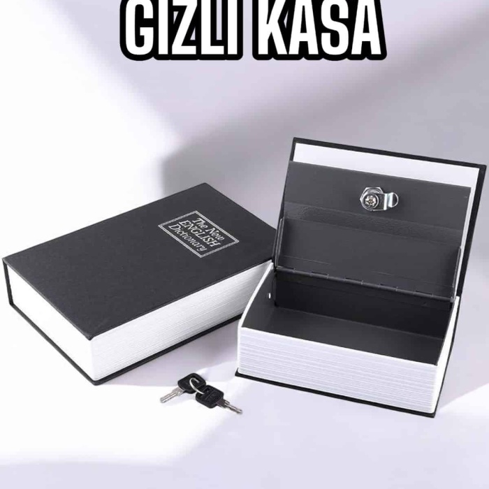 KESGİN MARKET ® Büyük Boy Anahtarlı Kitap Görünümlü Gizli Kasa Çelik Kasa Altın Kasası
