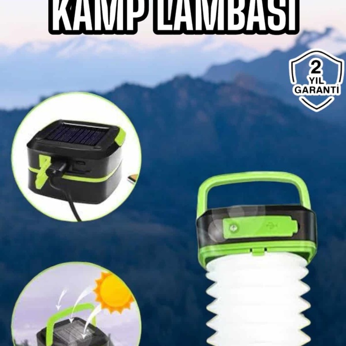 KESGİN MARKET ® Güneş Enerjili Led Lamba Kamp Lambası Katlanabilir Lamba USB Şarjlı