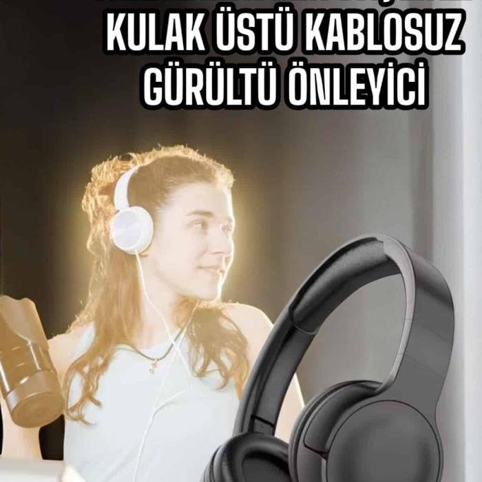 KESGİN MARKET ® Kulak Üstü Kablosuz Bluetooth Kulaklık Gürültü Önleyici Uzun Şarj Süreli