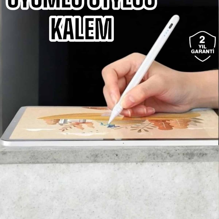 KESGİN MARKET ® Dokunmatik Kalem Beyaz Şarjlı Yedek Uçlu Android ve İOS Uyumlu