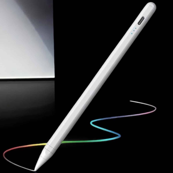 KESGİN MARKET ® Dokunmatik Kalem Beyaz Şarjlı Yedek Uçlu Android ve İOS Uyumlu