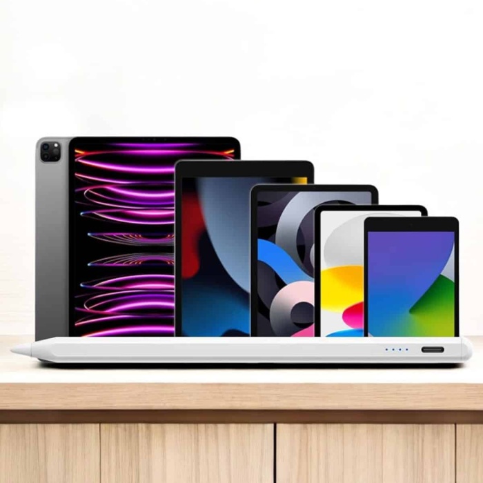 KESGİN MARKET ® Dokunmatik Kalem Beyaz Şarjlı Yedek Uçlu Android ve İOS Uyumlu