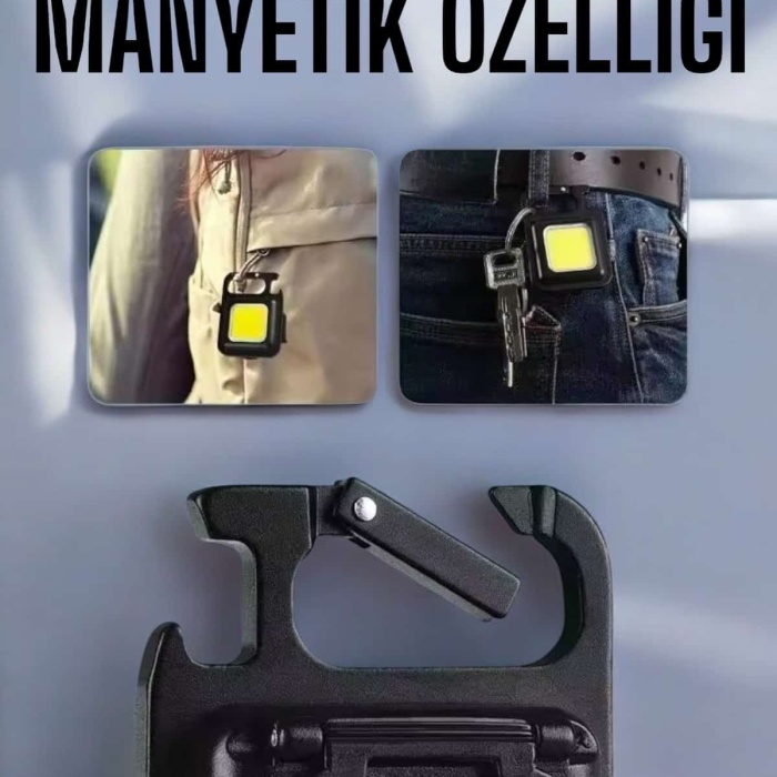 KESGİN MARKET ® Anahtarlık Çok Amaçlı Mıknatıslı Taşınabilir Işık Led Şarjlı