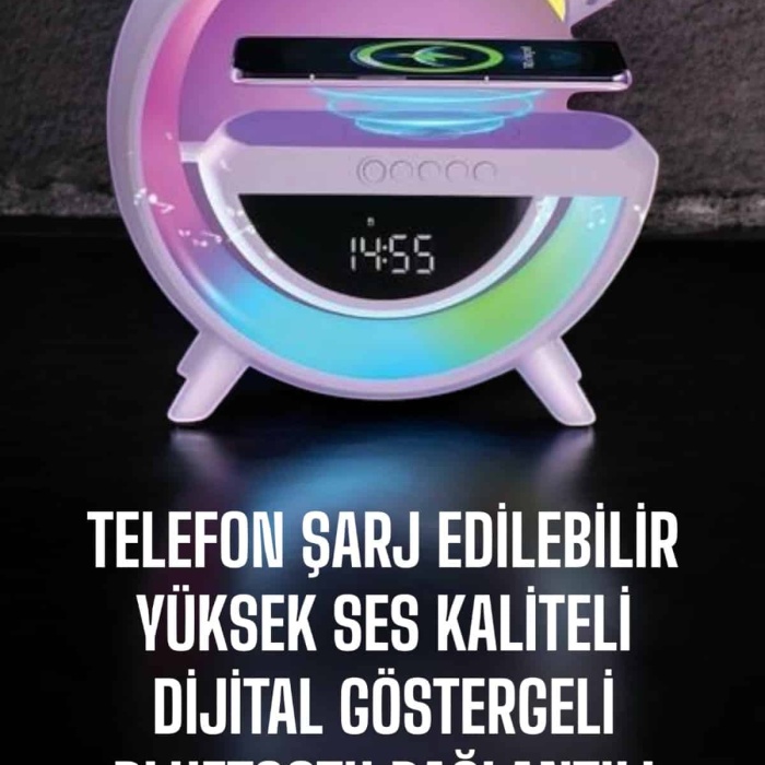 KESGİN MARKET ® Bluetooth Hoparlör 15W Kablosuz Hızlı Şarj LED Gece Lambası