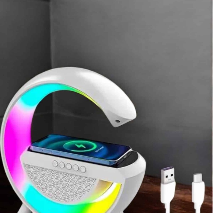 KESGİN MARKET ® Bluetooth Hoparlör 15W Kablosuz Hızlı Şarj LED Gece Lambası
