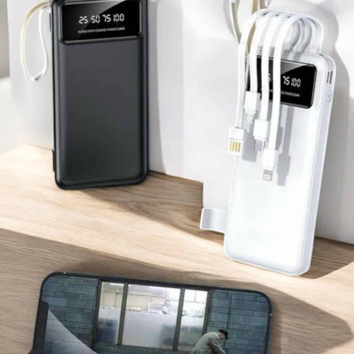 KESGİN MARKET ® 20.000 Mah Led Işıklı LCD Ekran USB Girişli Type-C Lightning Powerbank