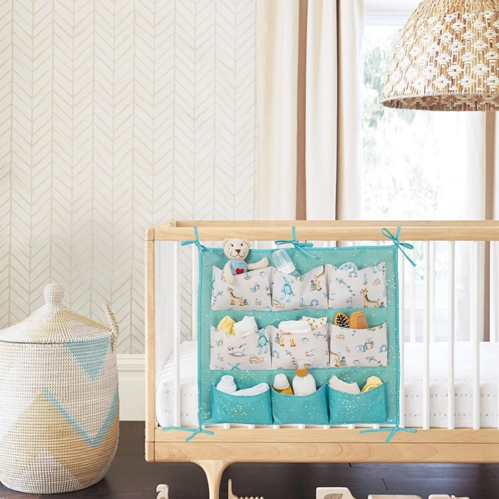 KESGİN MARKET® Baby 9 Cepli Bağlamalı Beşik Kenarı Düzenleyici (yeşil)