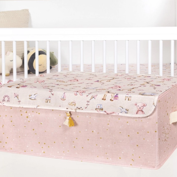 KESGİN MARKET® Baby Püsküllü Kapaklı Kutu Düzenleyici Çok Amaçlı Organizer Kutu Baza Boy (pembe) -04249