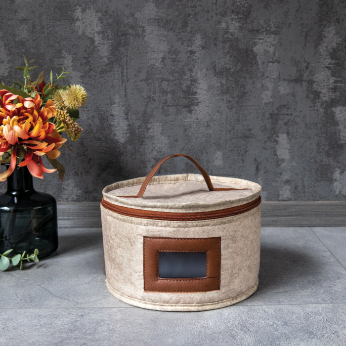 KESGİN MARKET® Deri Şeritli Pencereli Yuvarlak Çok Amaçlı Düzenleyici Organizer Kutu Keçe Çanta (mini)