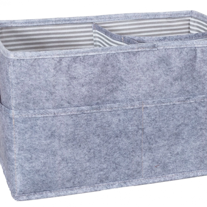 KESGİN MARKET® 3 Gözlü Deri Şeritli Çok Amaçlı Düzenleyici Organizer Kutu Keçe Sepet 03860