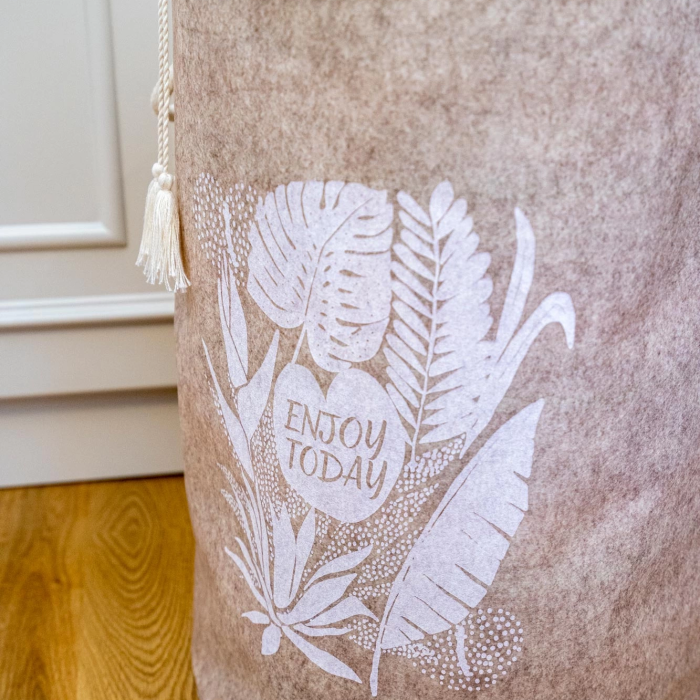 KESGİN MARKET® Torbalı Ve Kulplu Püskül Detaylı Düzenleyici Çok Amaçlı Organizer Keçe Sepet -03631