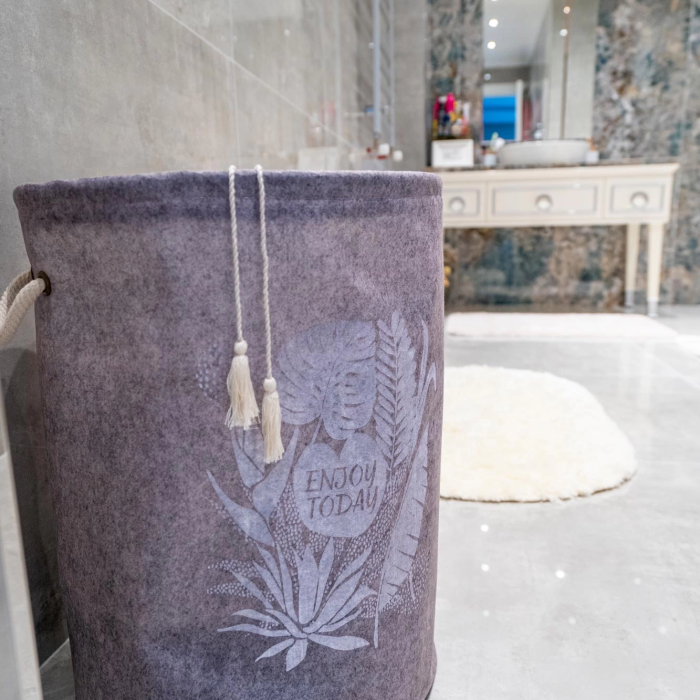 KESGİN MARKET® Torbalı Ve Kulplu Püskül Detaylı Düzenleyici Çok Amaçlı Organizer Keçe Sepet -03631