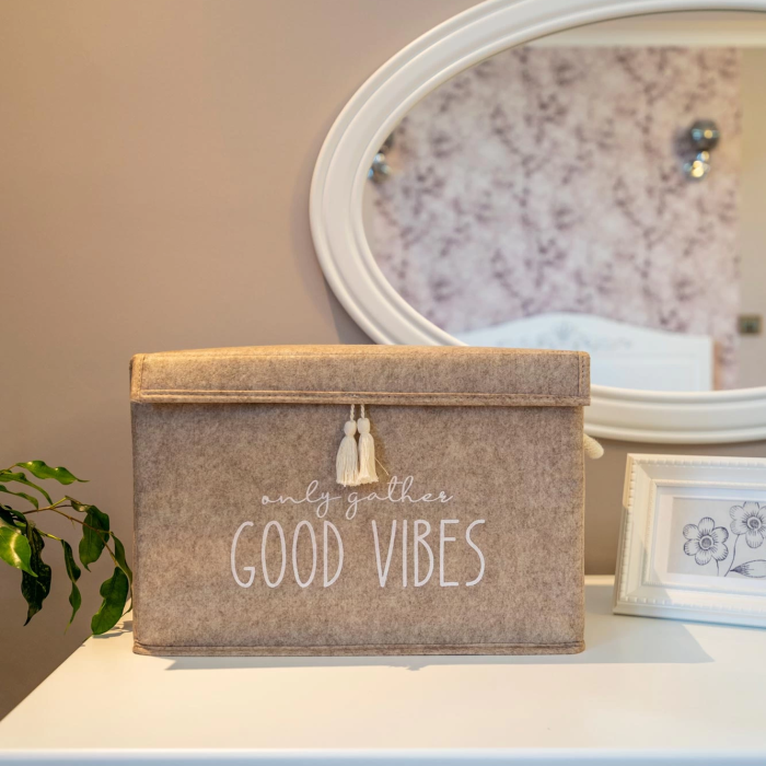 KESGİN MARKET® Kapaklı Püskül Detaylı Düzenleyici Çok Amaçlı Organizer Keçe Sepet (mini) - 03495