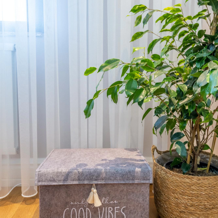 KESGİN MARKET® Kapaklı Püskül Detaylı Düzenleyici Çok Amaçlı Organizer Keçe Sepet (mini) - 03495