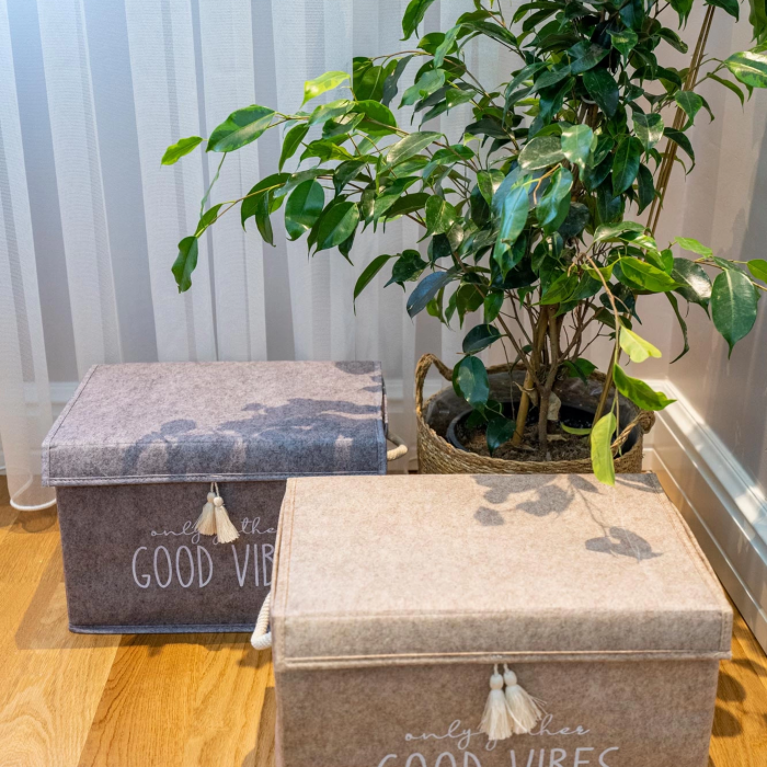 KESGİN MARKET® Kapaklı Püskül Detaylı Düzenleyici Çok Amaçlı Organizer Keçe Sepet (mini) - 03495