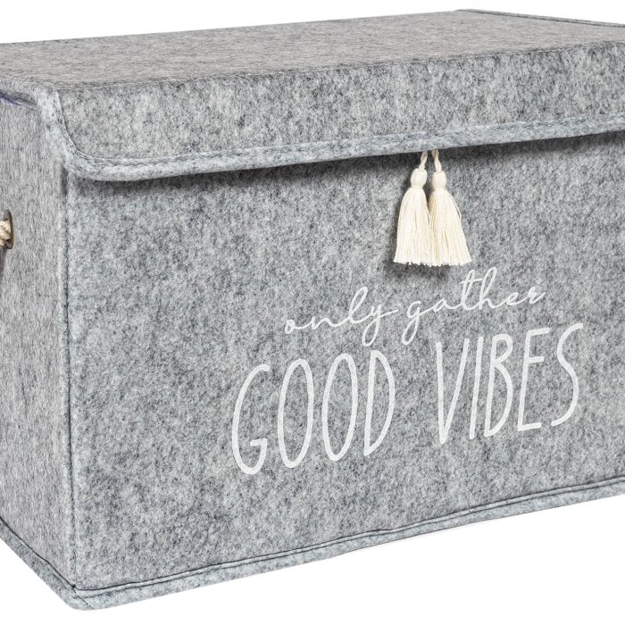 KESGİN MARKET® Kapaklı Püskül Detaylı Düzenleyici Çok Amaçlı Organizer Keçe Sepet (mini) - 03495