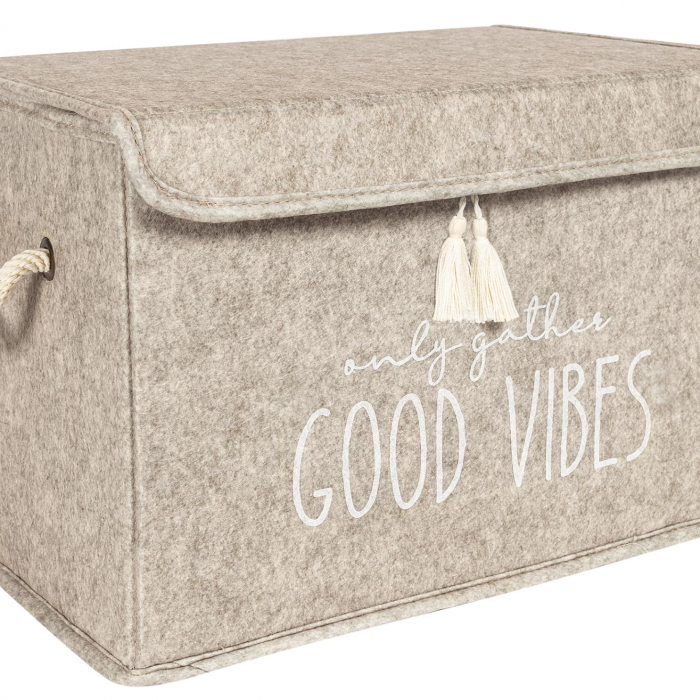 KESGİN MARKET® Kapaklı Püskül Detaylı Düzenleyici Çok Amaçlı Organizer Keçe Sepet (mini) - 03495