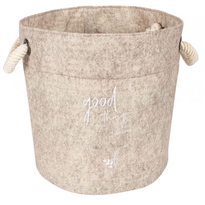 KESGİN MARKET® Kulplu Yuvarlak Düzenleyici Çok Amaçlı Kolay Taşınabilen Organizer Keçe Sepet (3lü Set)