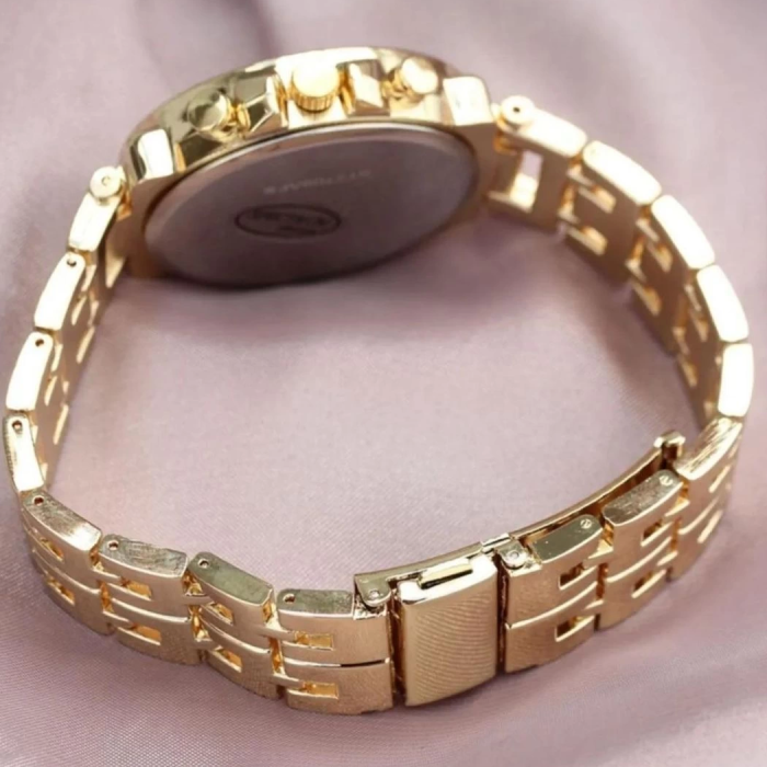 KESGİN MARKET® Zarif Ve Şık Özel Tasarım Zirkon Taşlı Metal Bayan Kol Saati (gold)