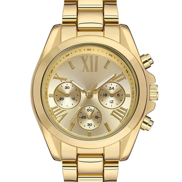 KESGİN MARKET® Zarif Ve Şık Özel Tasarım Roma Rakam Detaylı  Metal Bayan Kol Saati (gold)