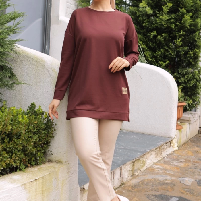 KESGİN MARKET® Yeni Stil Kahve Arma Detaylı Tunik 10020