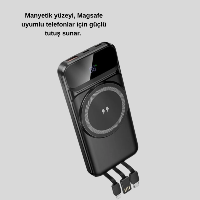 KESGİN MARKET® 15W Kablosuz Hızlı Şarjlı 10000 mAh Powerbank – Taşınabilir, LED Göstergeli