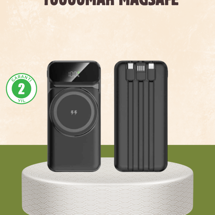 KESGİN MARKET® 10000 mAh Kablosuz Powerbank – 15W Hızlı Şarj,  Type-C Çoklu Çıkışlı