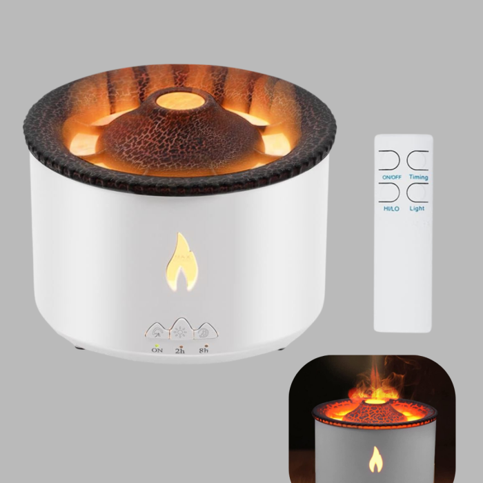 KESGİN MARKET® Alev Efektli Buhar Makinesi – Aromaterapi, Nemlendirme ve Işık Modlu Tasarım