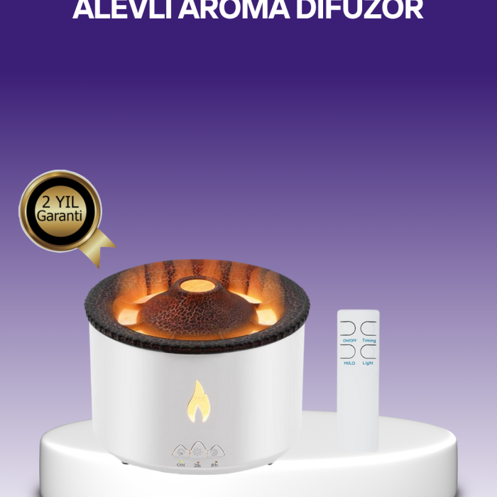 KESGİN MARKET® 3D Alev Efektli Hava Nemlendirici – Uzaktan Kumandalı ve 8 Saat Çalışma Süreli