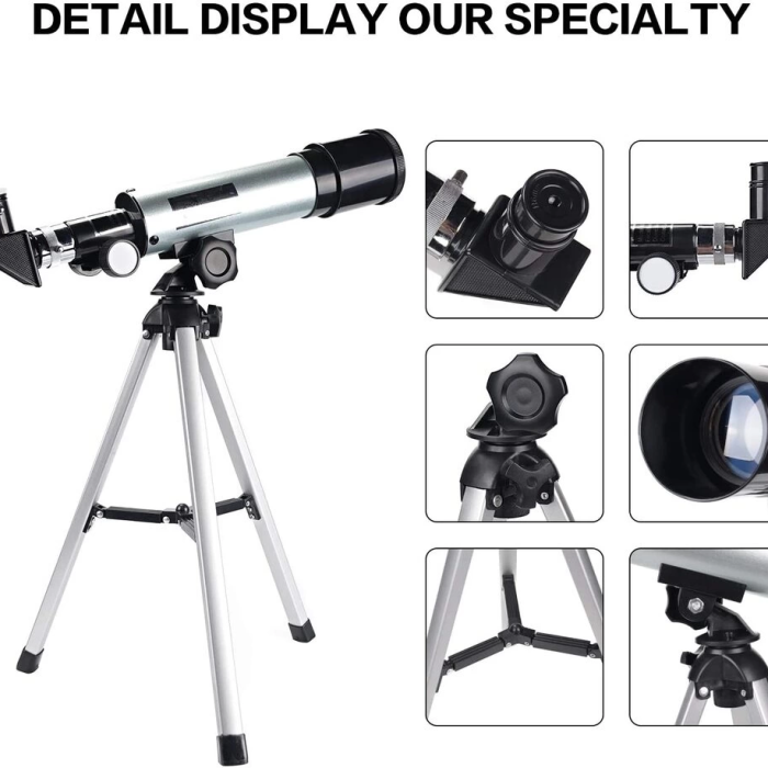 KESGİN MARKET® 50x360 Mini Teleskop Kara Uzay Teleskobu Aliminyum Gövde Tripodlu