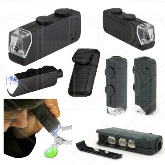 KESGİN MARKET® -mini 60x 100x Zoom Lens Odak Takı Led Cep Mikroskop Büyüteç