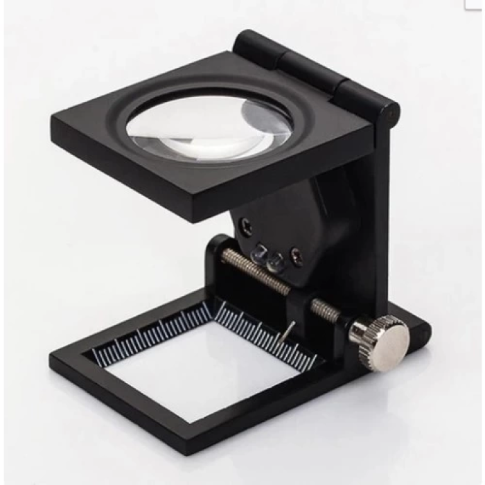 KESGİN MARKET® -28x28 Mm Katlanır Sayaçlı Metal Lüp, 2 Led Işıklı Büyüteç Tekstil Th9005a