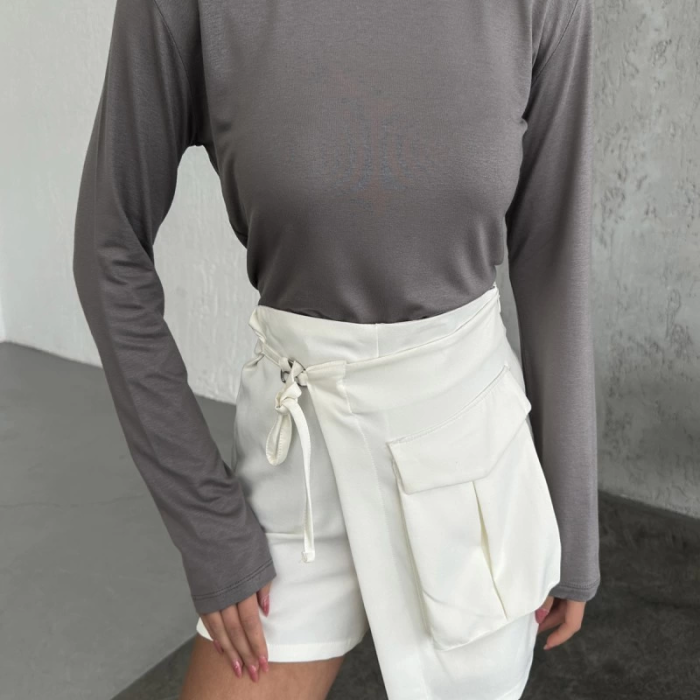 KESGİN MARKET® Rahat Ve Şık Uzun Kollu Bisiklet Yaka Likralı Viskon Penye Body Füme