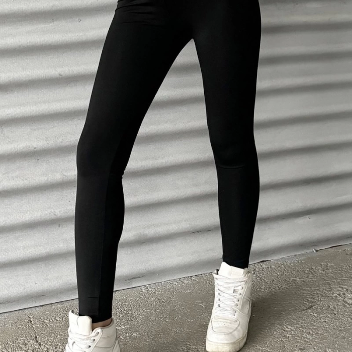 KESGİN MARKET® Esnek Yüksek Bel Siyah Uzun Parlak Disco Tayt