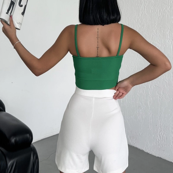 KESGİN MARKET® Tarz Ve Rahatlığı Bir Arada Sunan Yüksek Bel Esnek Likralı Krep Şort Beyaz