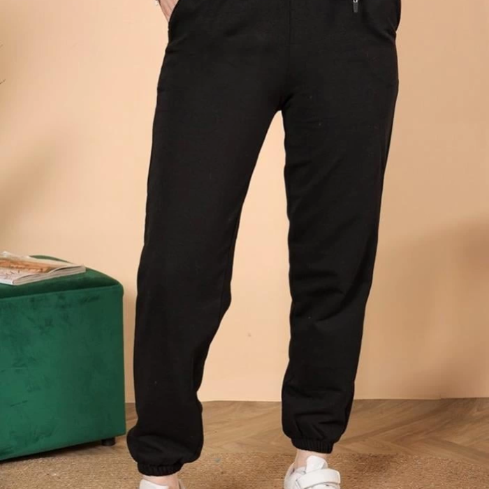 KESGİN MARKET® Rahatlığın Şıklığı Tarz Siyah Paçası Lastikli Eşofman Altı