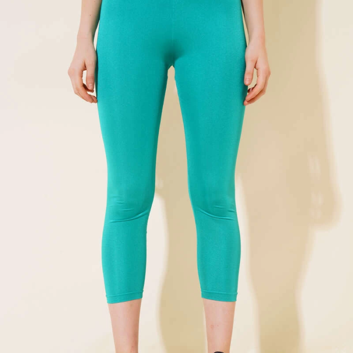 KESGİN MARKET® Esnek Yüksek Bel Yeşil Uzun Parlak Disco Tayt