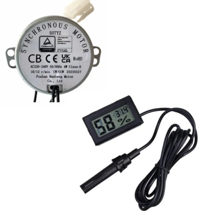 KESGİN MARKET® 50 Tyz 10/12 Rpm Kuluçka Motoru Viyol Çevirme Ve Nem Ölçer