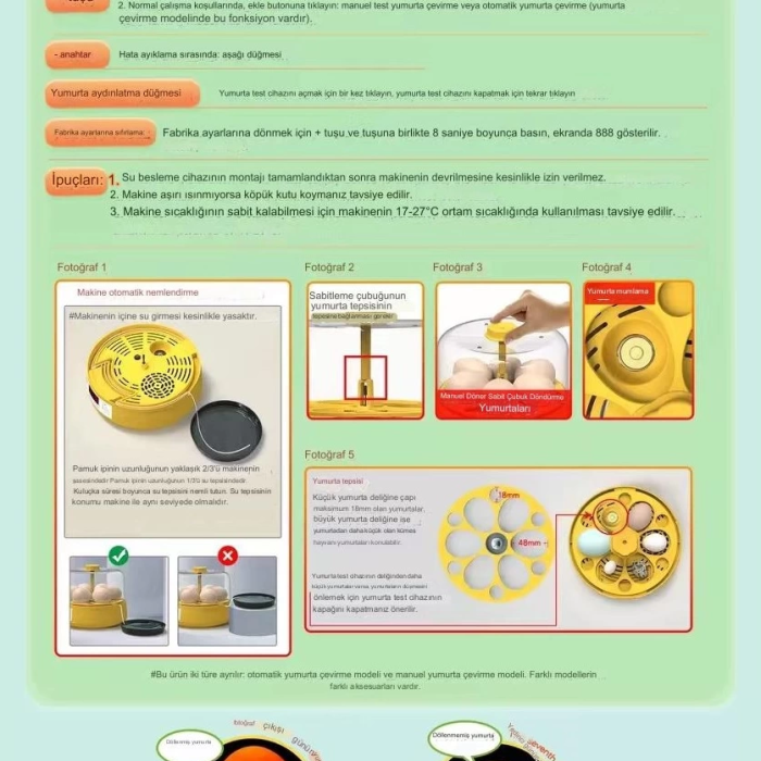 KESGİN MARKET® Mini Otomatik Ev Tipi Kuluçka: Elektrikli Tavuk Ve Kuş Kuluçka Makinesi 6 Yumurtalı Mx-6