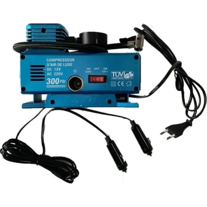 KESGİN MARKET® 220 Volt-12 Volt 250 Psi Geniş Uygulama Yelpazesi Kompresör Lastik Hava Şişirme Oto Pompası