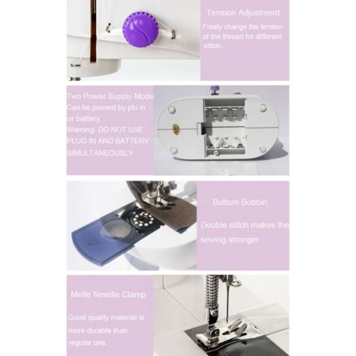 KESGİN MARKET® Dikiş Makinesi Sew Whiz Elektrikli Veya Pille Çalışabilen Çift Kademeli Işıklı Mini